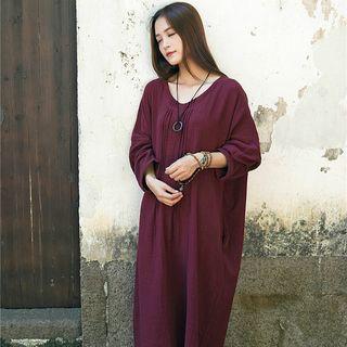 Long-sleeve Pintuck Dress