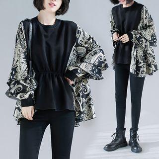 Print Panel Blouse Black - One Size