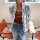 Elbow-sleeve Paisley Silky Shirt