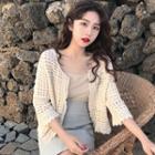 Open Front Cropped Knit Jacket