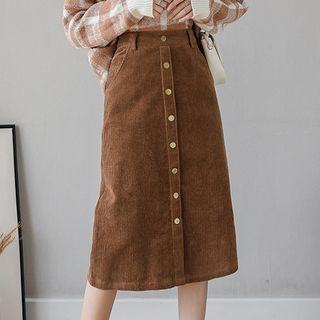 Button-up High-waist Pencil Skirt