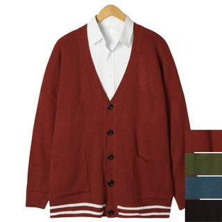 Couple Loose-fit Striped-hem Cardigan