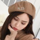 Embroidered Numeral Beret Hat