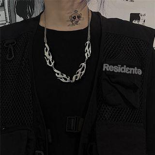 Alloy Flame Necklace Flame - Silver - One Size