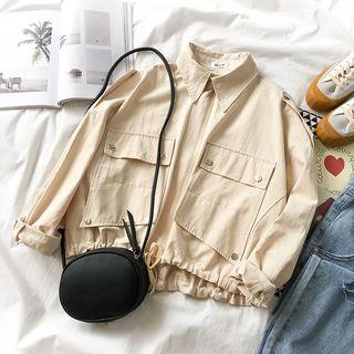 Pocketed Zip Jacket Almond - One Size