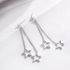 925 Sterling Silver Rhinestone Star Dangle Earring Earring - Hollow Star - Silver - One Size