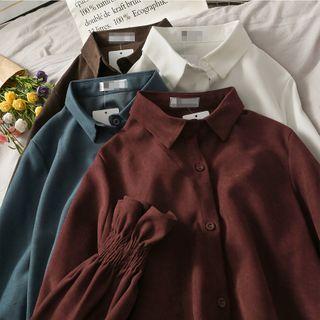 Dip-back Loose-fit Plain Shirt In 6 Colors