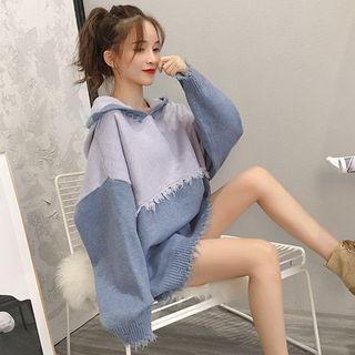 Distressed Hooded Oversize Sweater