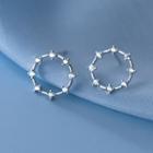 Rhinestone Stone Stud Earring 1 Pair - S925 Silver - Silver - One Size
