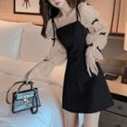 Bow Mesh Panel Mini A-line Dress