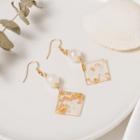 Gold Leaf Acrylic Square Drop Earring 1 Pair - Earrings - Gold - One Size