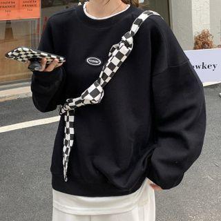 Mock Two-piece Round-neck Sweatshirt Black - One Size