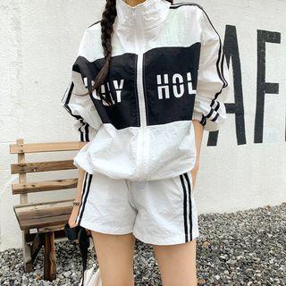 Set: Letter Piped Windbreaker + Shorts