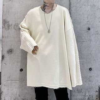 Round-neck Plain Oversized Long-sleeve Hoodie