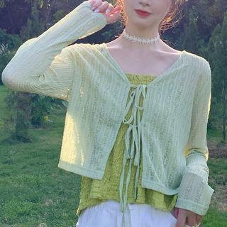 Plain Camisole Top / Tie-strap Cropped Cardigan