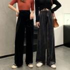 Drawstring High-waist Wide Leg Velvet Pants