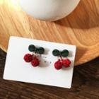 Sterling Silver Cherry Drop Earring 1 Pair - Red & Green - One Size