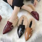 Furry Panel Pointy Loafers