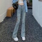 Low Waist Lace-up Fringed Bootcut Jeans