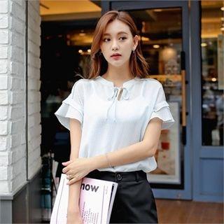 Tie-neck Stripe Top