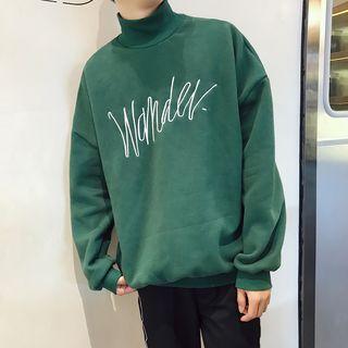 Mock-neck Letter Embroidered Sweatshirt