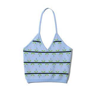Halter Print Knit Camisole Top