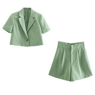 Short-sleeve Linen Blazer / Shorts