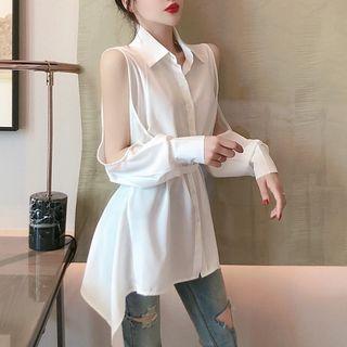 Cold Shoulder Irregular Shirt