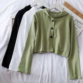 Button-down Hooded Crop Top