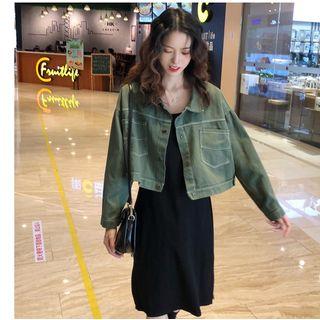 Denim Jacket / Spaghetti Strap Midi Dress