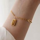 Gold Nugget Pendant Stainless Steel Necklace Bracelet - Gold - One Size