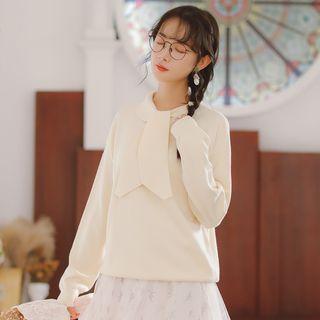 Tie-neck Long-sleeve Sweater
