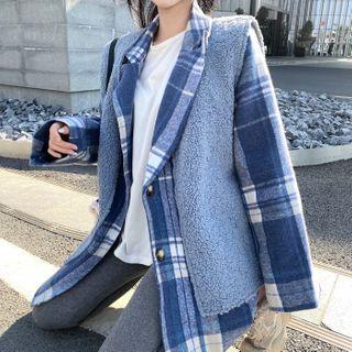 Open-front Fleece Vest / Plaid Blazer