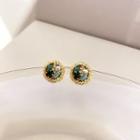 Faux Gemstone Freshwater Pearl Earring 1 Pair - Gold - One Size