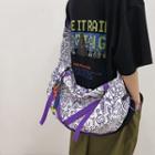 Set: Cartoon Print Crossbody Bag + Bag Charm