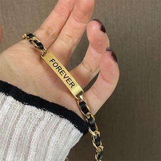Lettering Chain Choker Black & Gold - One Size