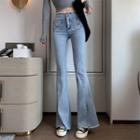 Fray Hem High-waist Boot-cut Jeans