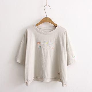 Embroidery Lettering Short Sleeve T-shirt