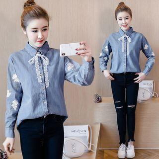 Lace Panel Denim Shirt