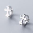 925 Sterling Silver Cross Earring 1 Pair - Silver - One Size