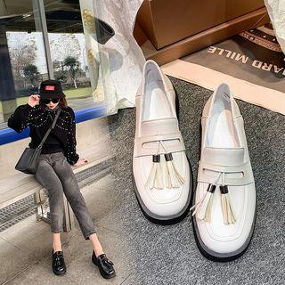 Tassel Detail Platform Block Heel Loafers