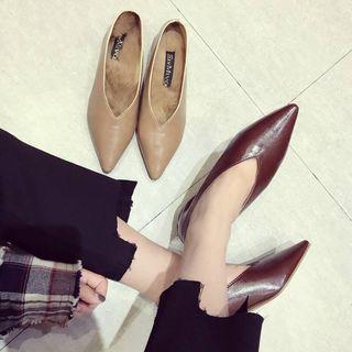 Faux-leather Pointed Loafers