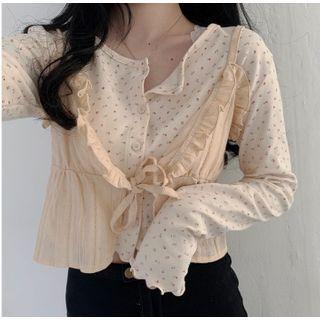 Ruffle Tank Top/ Floral Skinny Long-sleeve Top