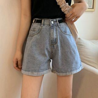 Roll Up Wide Leg Denim Shorts