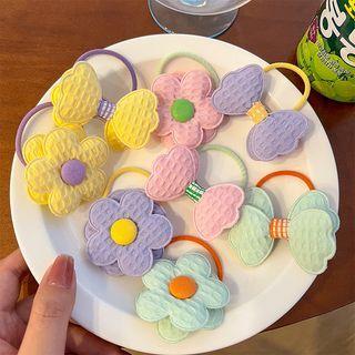 Set Of 2: Flower / Bow Fabric Hair Tie