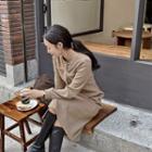 Collarless Faux-pearl Long Shirtdress