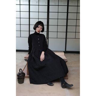 Padded Midi A-line Overall Dress
