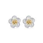 925 Sterling Silver Fashion Elegant Flower Stud Earrings Silver - One Size