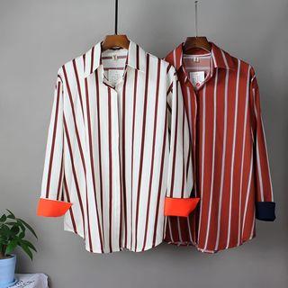 Striped Hidden Placket Shirt
