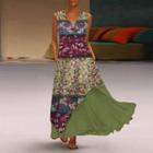 Sleeveless Floral Maxi Smock Dress